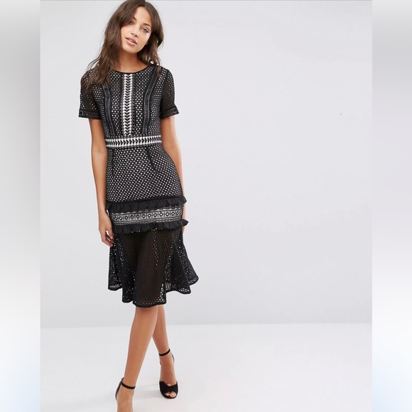 ASOS Dresses & Skirts - ASOS True Decadence Lace Midi Dress with Frill Detail